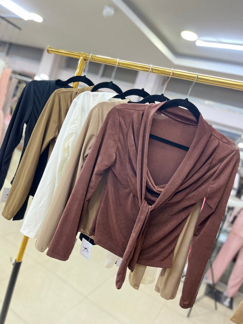 Cowl Neck Long Sleeves Tops